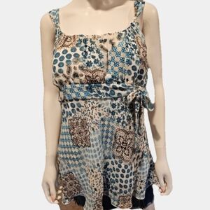 Fashion Bug Paisley/Patchwork Empire Waist Sleeveless Tunic Size XL